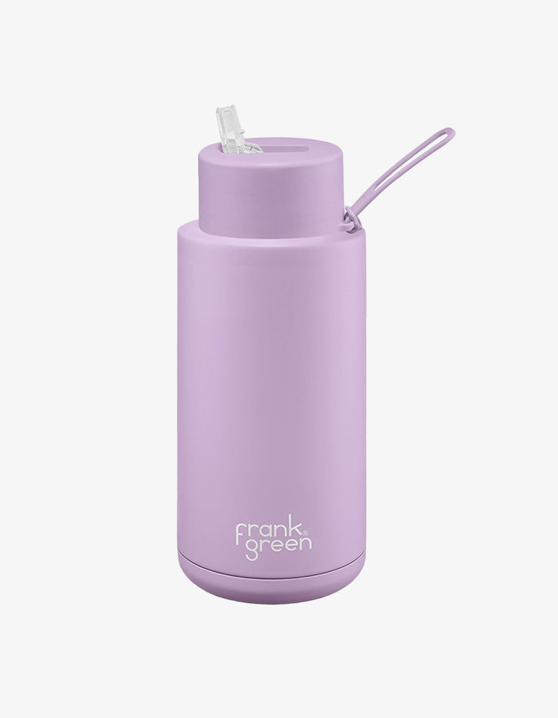 Frank Green 34oz Stainless Steel Ceramic Reusable Bottle Lilac Haze with Straw Lid Hull Lilac Haze with Strap Lilac Haze with Straw