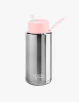Frank Green 34oz Limited Edition Silver Ceramic Bottle with Blushed Straw Lid Limited Edition