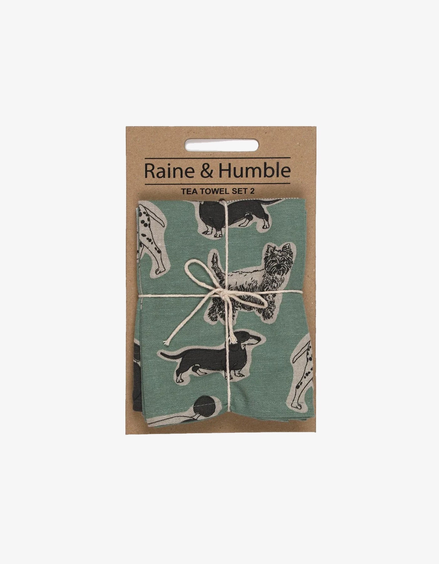 Raine & Humble Woof Tea Towel 2 Pack Aqua